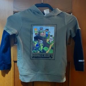 Minecraft hooded shirt- olive green/black and tee shirt-  boys size 4/5